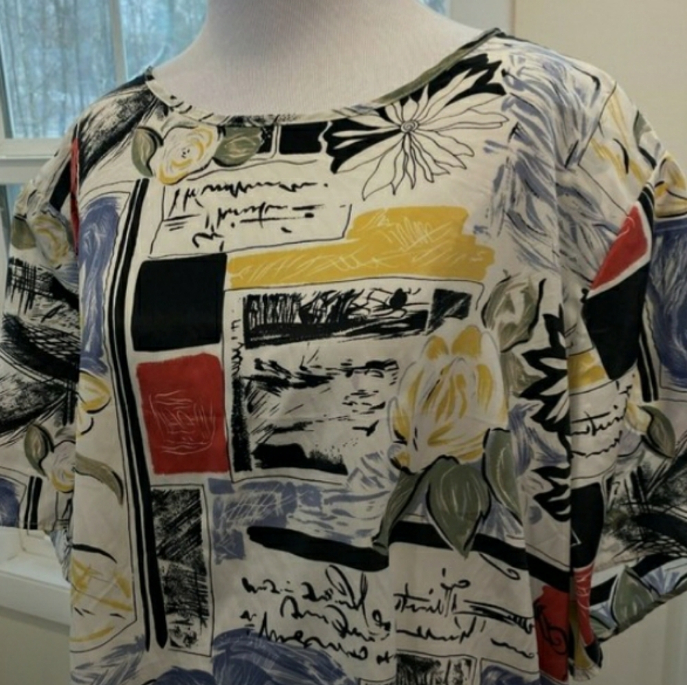 Kathy Lee women's blouse plus Sz 26w short sleeve lightweight multi-color